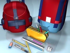 backpack school tools 3Dモデル