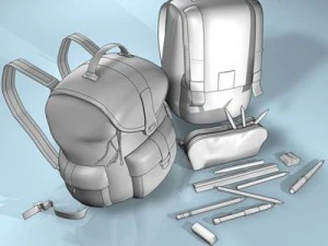 backpack school tools 3D Model