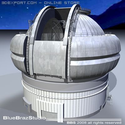 observatory with telescope 3D Model .c4d .max .obj .3ds .fbx .stl .blend 