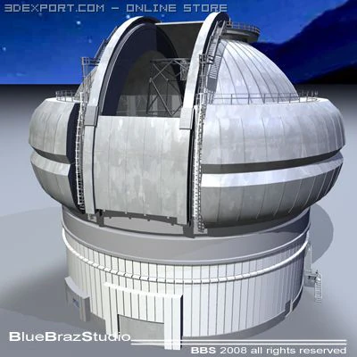 observatory with telescope 3D Model .c4d .max .obj .3ds .fbx .stl .blend