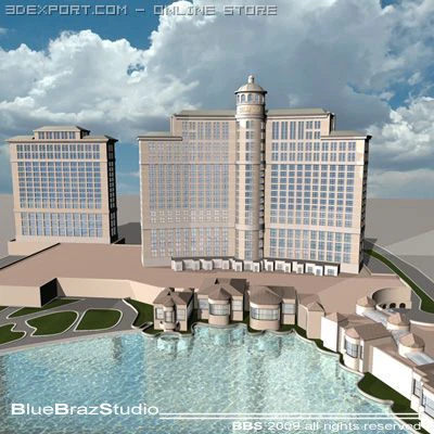 bellagio hotel las vegas 3D Model .c4d .max .obj .3ds .fbx .stl .blend 