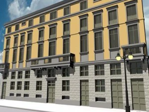 यूरोपीय इमारत का मुखौटा 3D मॉडल