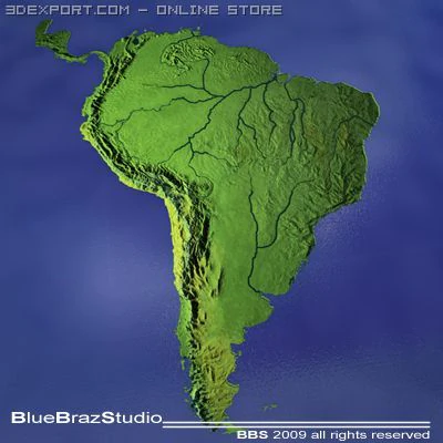 south america 3D Model .c4d .max .obj .3ds .fbx .stl .blend 