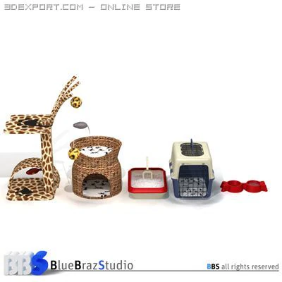 cat set 3D Model .c4d .max .obj .3ds .fbx .stl .blend 