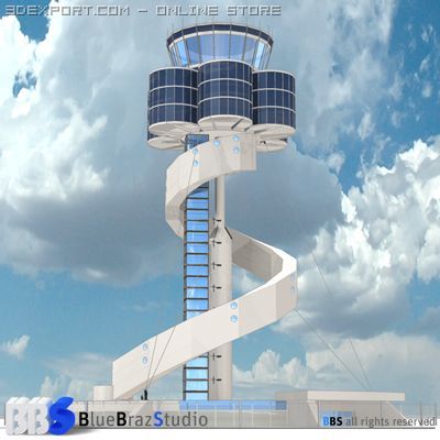 sydney airport control tower 3D Model .c4d .max .obj .3ds .fbx .stl .blend 