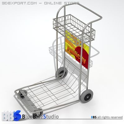 airport luggage cart 3Dモデル .c4d .max .obj .3ds .fbx .stl .blend 