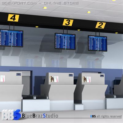airport check in Modello 3D .c4d .max .obj .3ds .fbx .stl .blend 