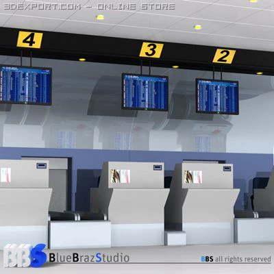airport check in 3D Model .c4d .max .obj .3ds .fbx .stl .blend