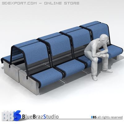 airport seat Model 3D .c4d .max .obj .3ds .fbx .stl .blend 