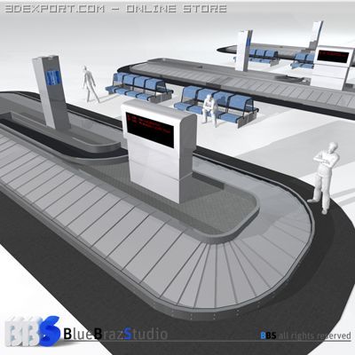 airport baggage carousel 3D 모델 .c4d .max .obj .3ds .fbx .stl .blend 