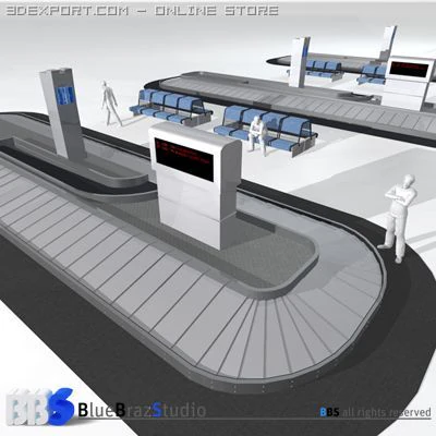 Gep&auml;ckband am Flughafen 3D Modell .c4d .max .obj .3ds .fbx .stl .blend 