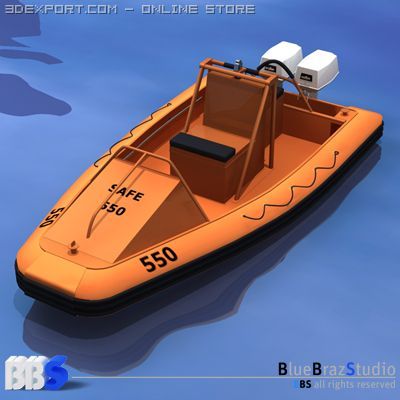 rescue boat 3D Model .c4d .max .obj .3ds .fbx .stl .blend 