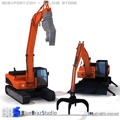 excavator collection 1 3D Model .c4d .max .obj .3ds .fbx .stl .blend 
