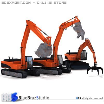 excavator collection 2 3D-Modell .c4d .max .obj .3ds .fbx .stl .blend 