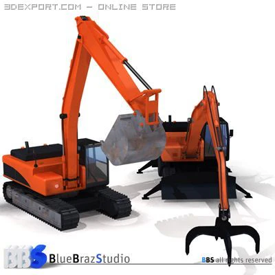 excavator collection 3 3D Model .c4d .max .obj .3ds .fbx .stl .blend 