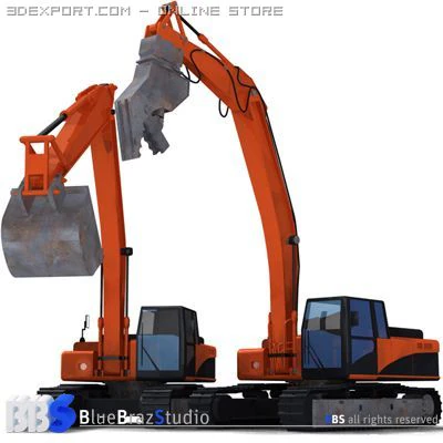 excavator collection 4 3D Model .c4d .max .obj .3ds .fbx .stl .blend 