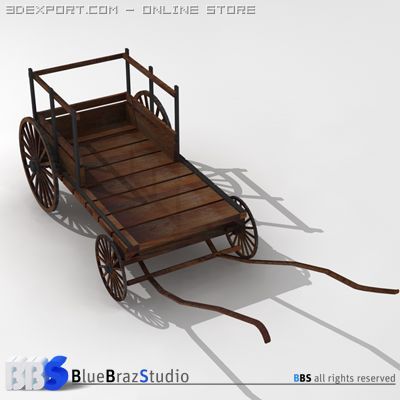 ancient chariot 2 3D Model .c4d .max .obj .3ds .fbx .stl .blend 
