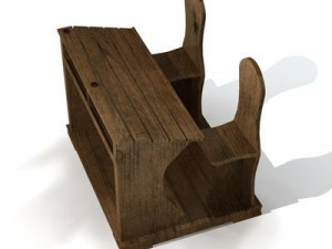 ancient school desk Model 3D