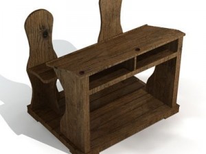 ancient school desk Model 3D