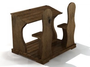 ancient school desk Model 3D