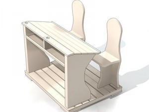 ancient school desk Model 3D