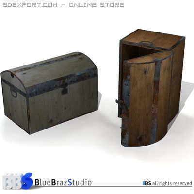old trunk 3D Model .c4d .max .obj .3ds .fbx .stl .blend