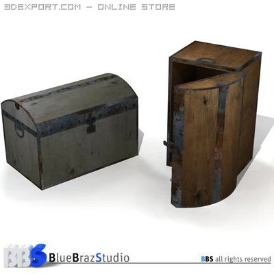 old trunk 3D Model .c4d .max .obj .3ds .fbx .stl .blend 