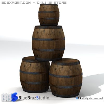 barrels Model 3D .c4d .max .obj .3ds .fbx .stl .blend 