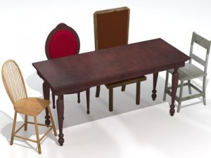 table and chairs Model 3D