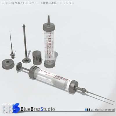 syringe Model 3D .c4d .max .obj .3ds .fbx .stl .blend 