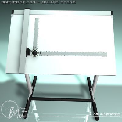 drafting table 3D Model .c4d .max .obj .3ds .fbx .stl .blend 
