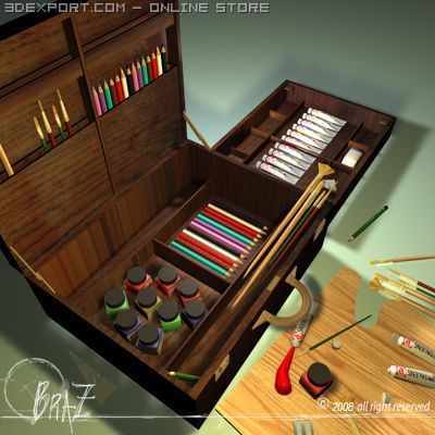 artist suitcase Modelo 3D .c4d .max .obj .3ds .fbx .stl .blend 