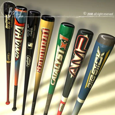 baseball bats collection 3D Model .c4d .max .obj .3ds .fbx .stl .blend 