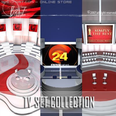 tv set collection 3D 模型 .c4d .max .obj .3ds .fbx .stl .blend 