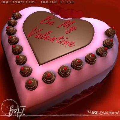 valentine cake 3D Model .c4d .max .obj .3ds .fbx .stl .blend