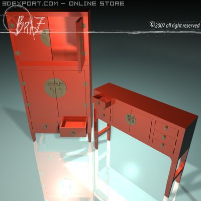 chinese cabinet and closet Modelo 3D .c4d .max .obj .3ds .fbx .stl .blend 