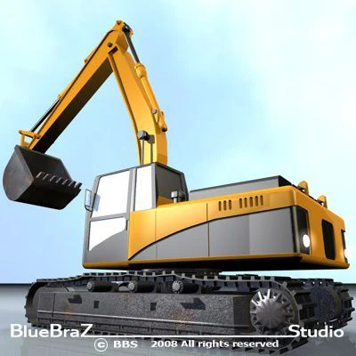 excavator 3D Model .c4d .max .obj .3ds .fbx .stl .blend 