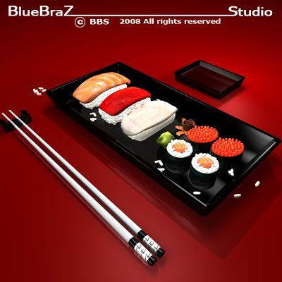sushi plate 3D Model .c4d .max .obj .3ds .fbx .stl .blend 