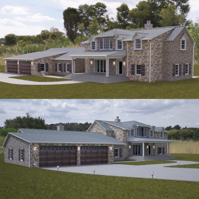large single family home 3Dモデル .c4d .max .obj .3ds .fbx .stl .blend 