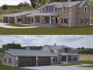 rumah keluarga tunggal yang besar Model 3D