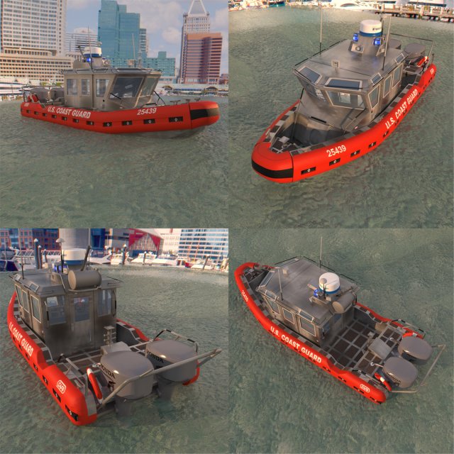 coast guard patrol boat 3D Model .c4d .max .obj .3ds .fbx .stl .blend 