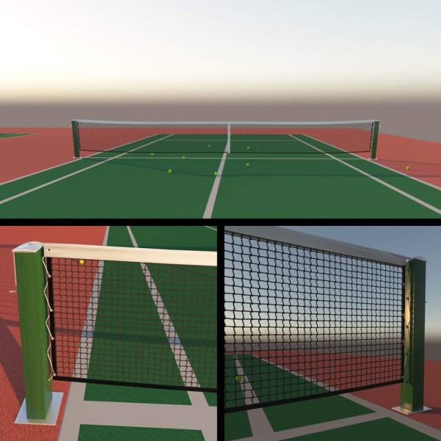 tennis court Model 3D .c4d .max .obj .3ds .fbx .stl .blend 