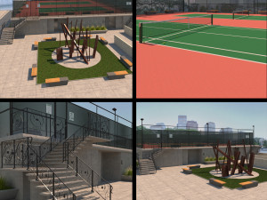 raised tennis court high detail Model 3D