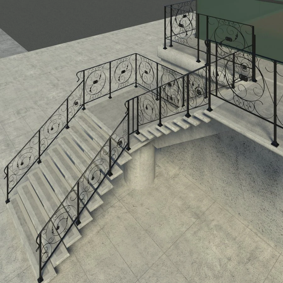 ornate railing 3D Model .c4d .max .obj .3ds .fbx .stl .blend 