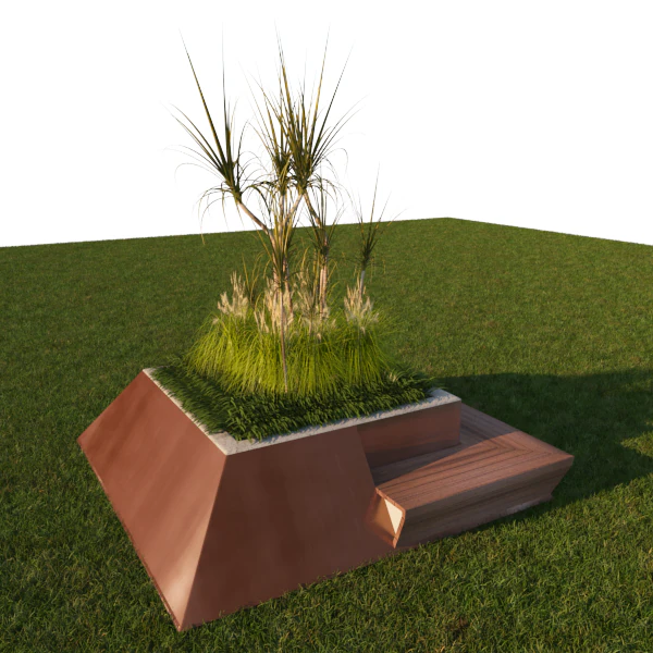 modern exterior planter with plants 3D Model .c4d .max .obj .3ds .fbx .stl .blend 