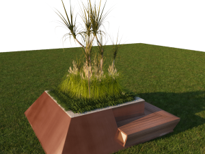 modern exterior planter with plants Model 3D