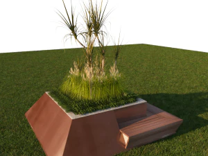 penanam eksterior modern dengan tanaman Model 3D