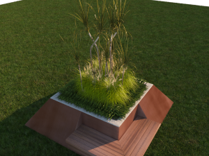 modern exterior planter with plants 3D मॉडल