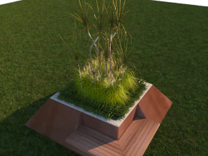 modern exterior planter with plants 3D Model