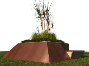 modern exterior planter with plants 3D Model